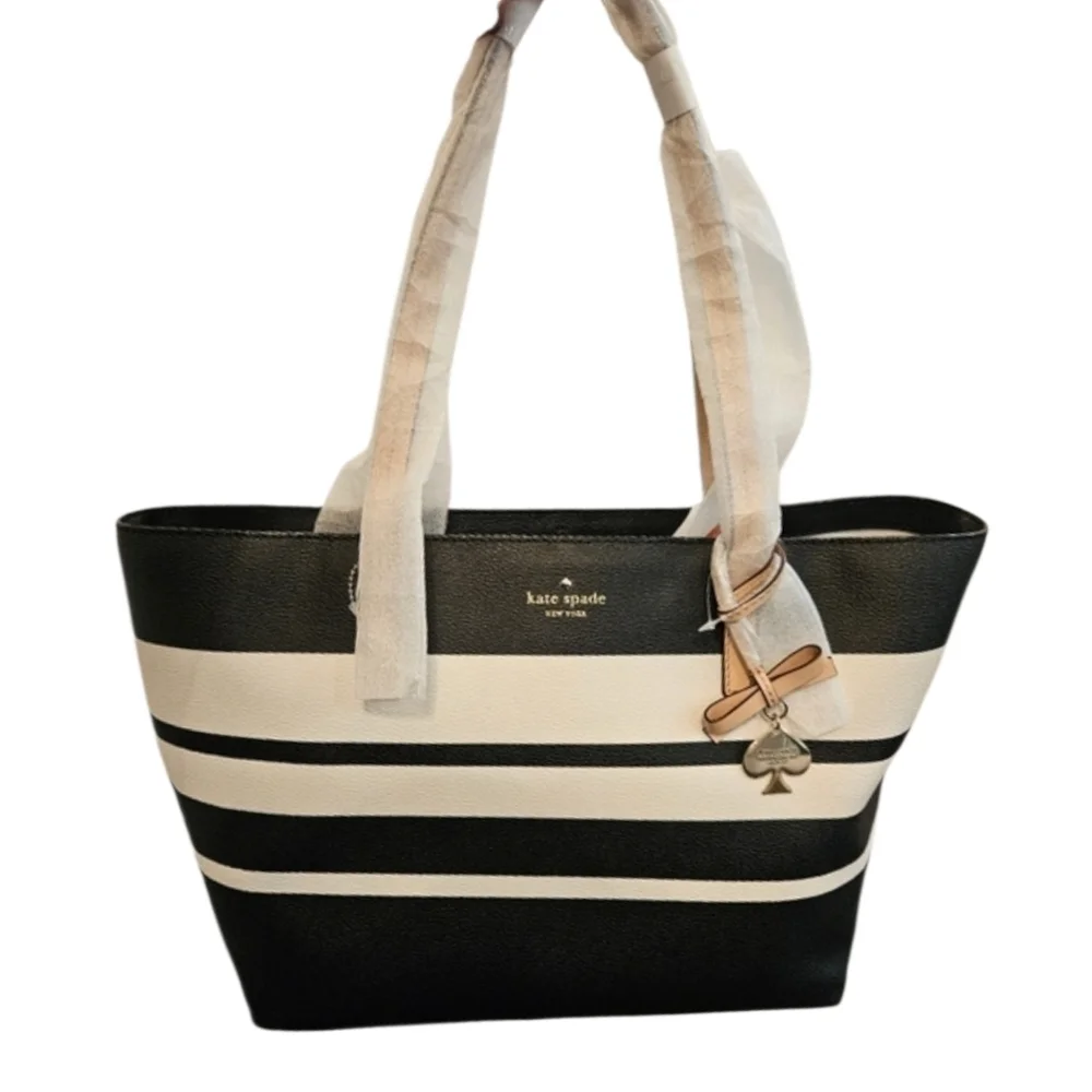NWT Kate Spade ♠️ Large Hawthorne Lane Ryan Striped Tote + Bag Charm